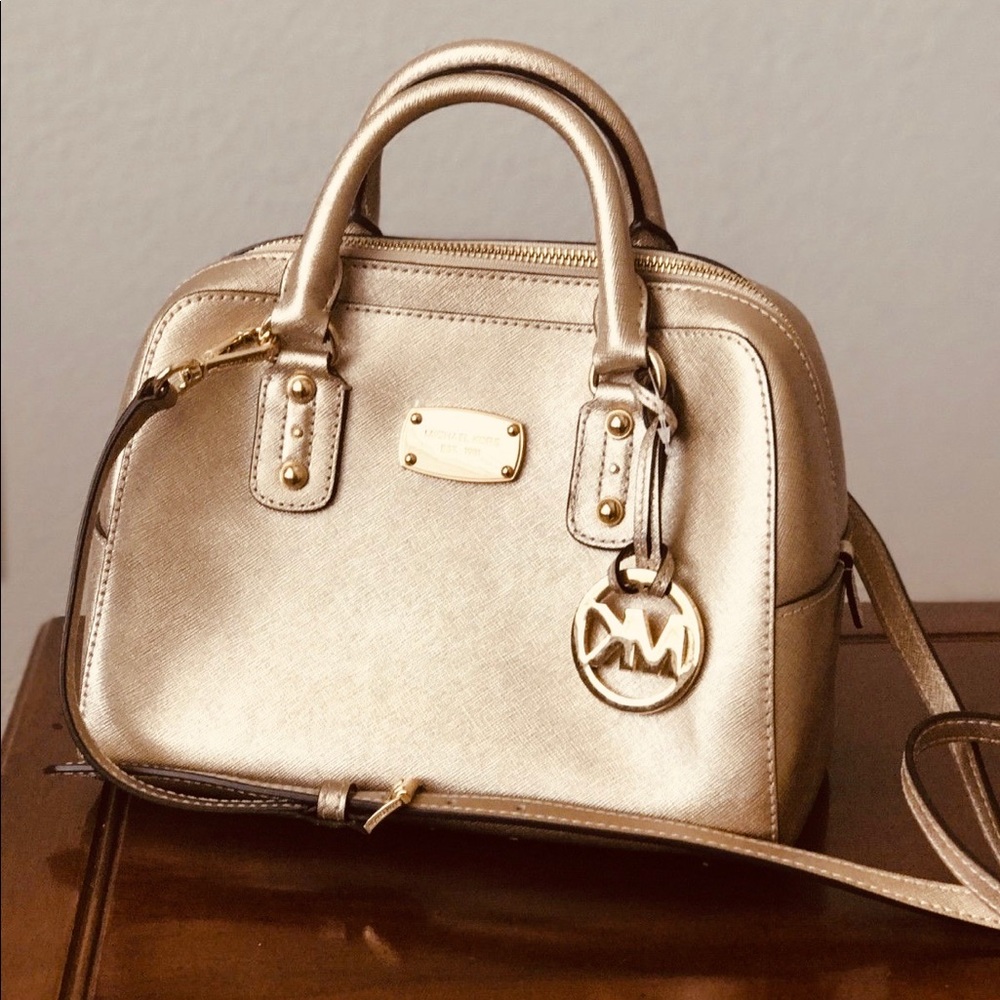 Michael Kors Saffiano Leather Metallic Satchel